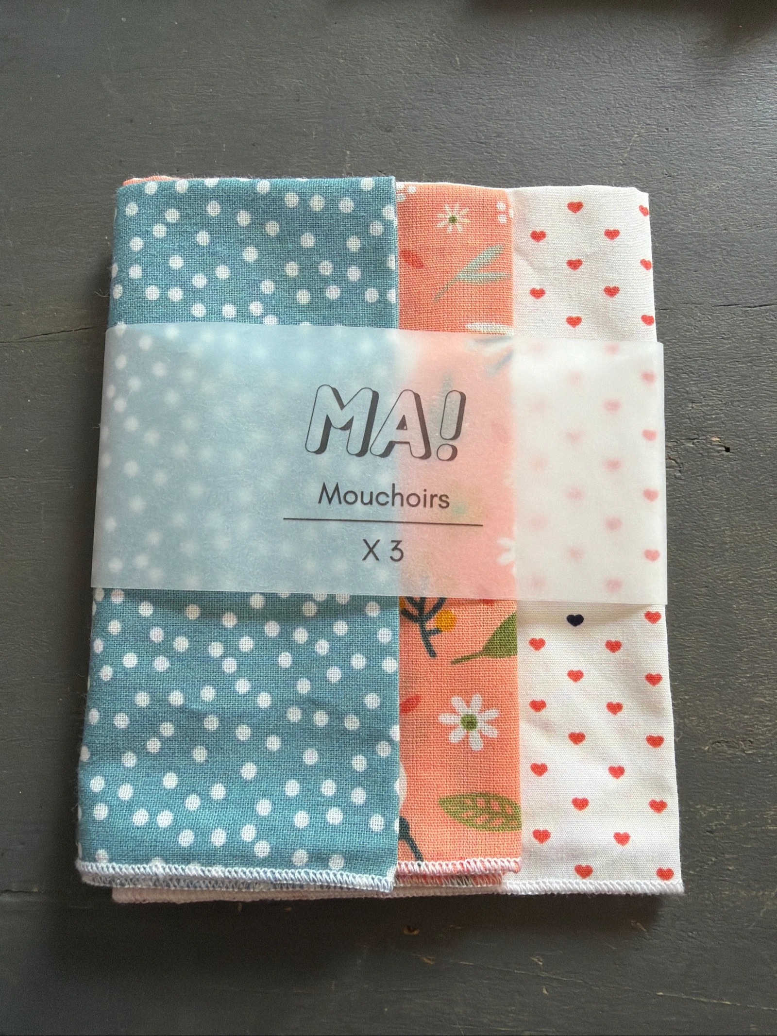 3 mouchoirs lavables 
